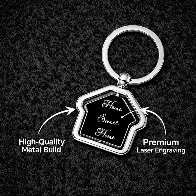 1779433890_Personalized Home Sweet Home Rotating Metal Keychain Black- 2